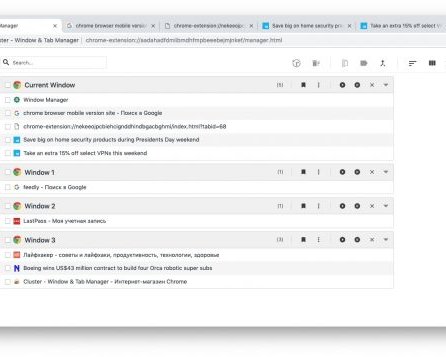 Cluster для Chrome — удобный менеджер окон и вкладок