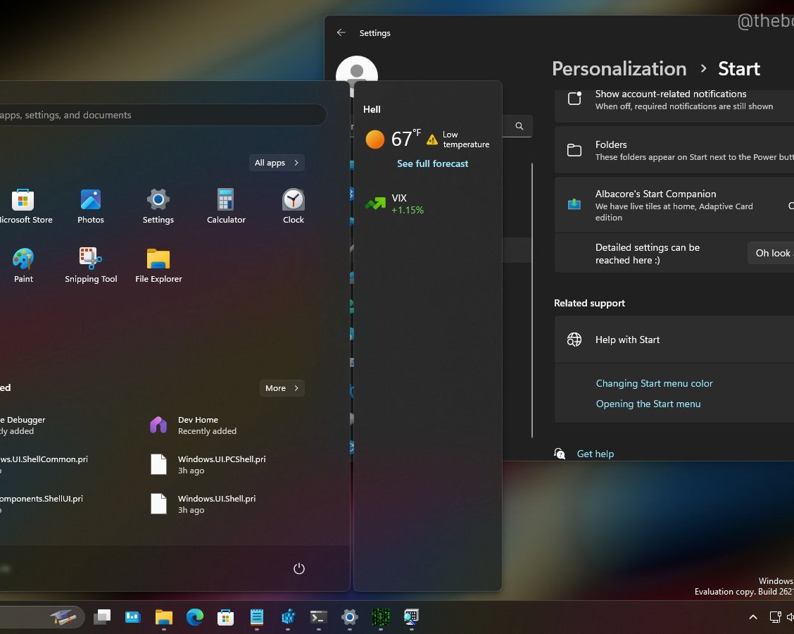 Microsoft тестирует перемещаемые виджеты в новом меню «Пуск» для Windows 11